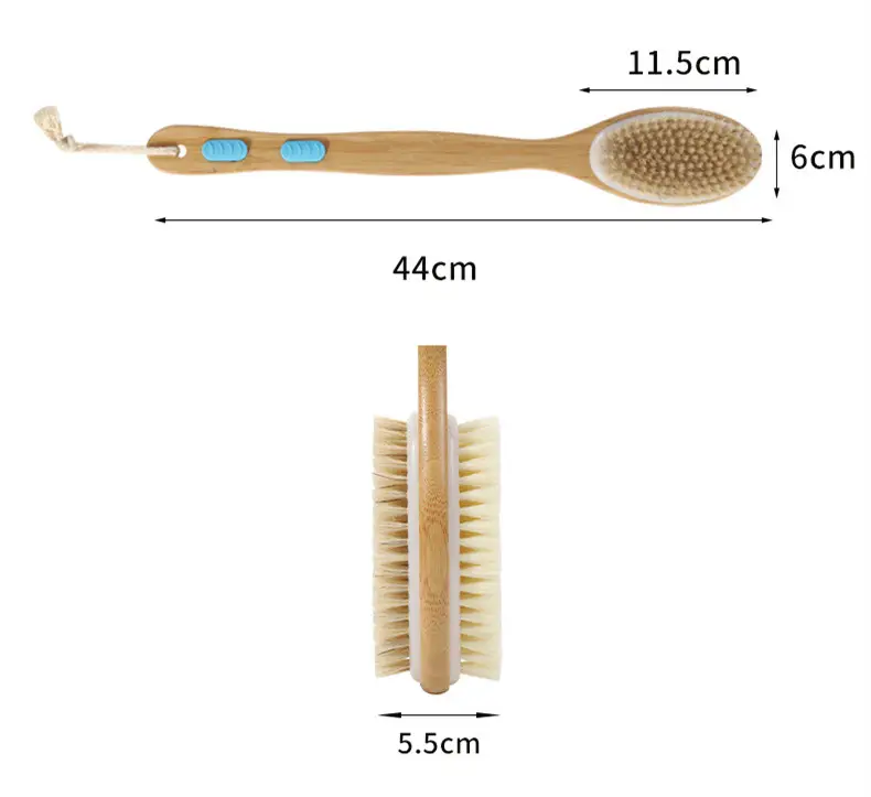 Fabricante de alta calidad Mini masajeador pie depurador masaje doble mango largo a Lash exfoliante baño pequeño cepillo para la ducha