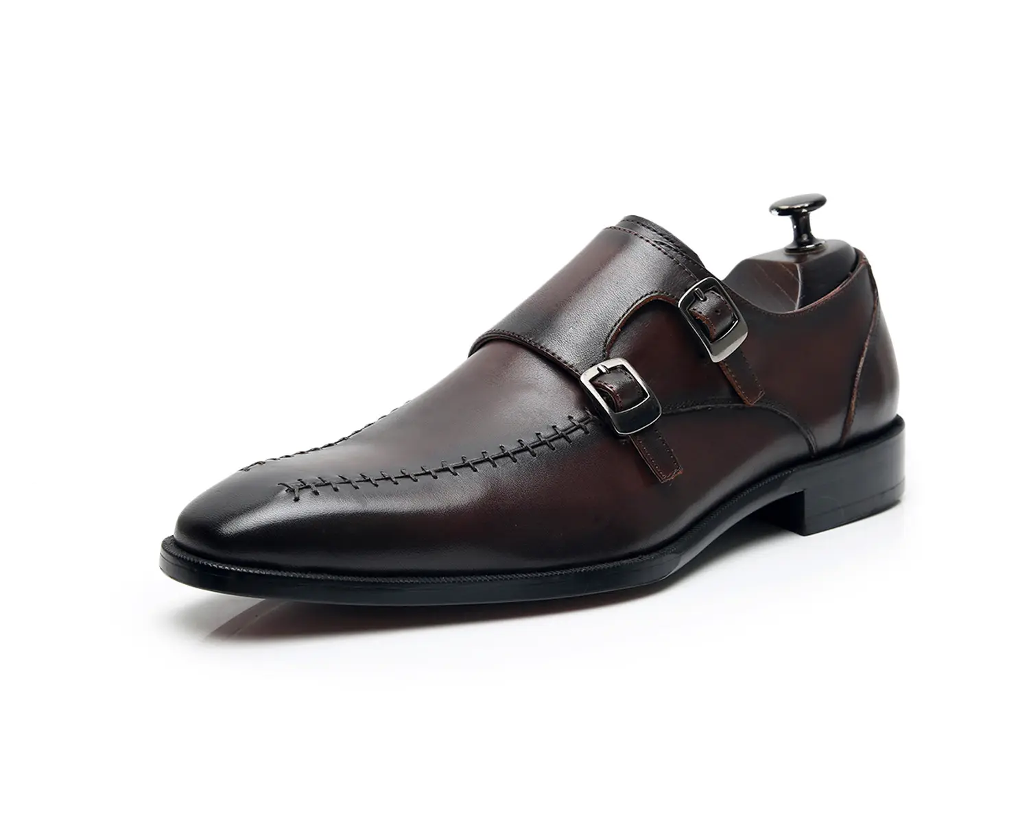 Zapatos de oficina de negocios de cuero para hombre con correa de monje formal marrón de marca original de fábrica al por mayor