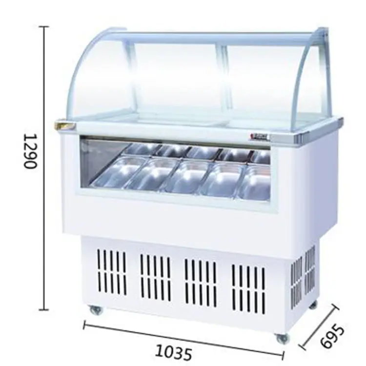 2024 Refrigeração comercial Ice Cream Freezer Food Grade picolé Display Snack Bolo Contador Gelato Showcase