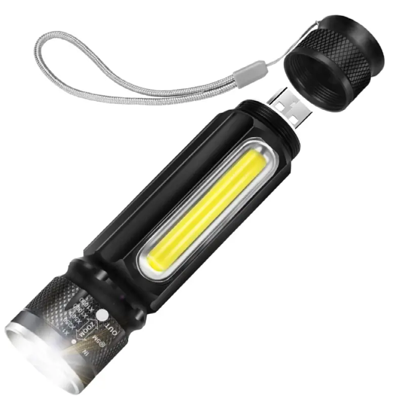 Linterna táctica led con zoom T6 COB, iluminación incorporada, aluminio superbrillante, potente, T6, gran oferta de fábrica