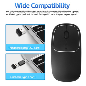 Best Rank Unique OEM Original Type C Nano USB 2.4ghz Silent Metal Rechargeable Sleek <strong>Souris</strong> Slim Wireless Mouse for PC <strong>Mac</strong> Book - Product Image 3