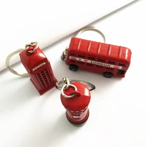 Vintage London Bus Keychainおしゃれな金属電話ブース亜鉛合金メールボックスエナメル印刷キーリングキーリング