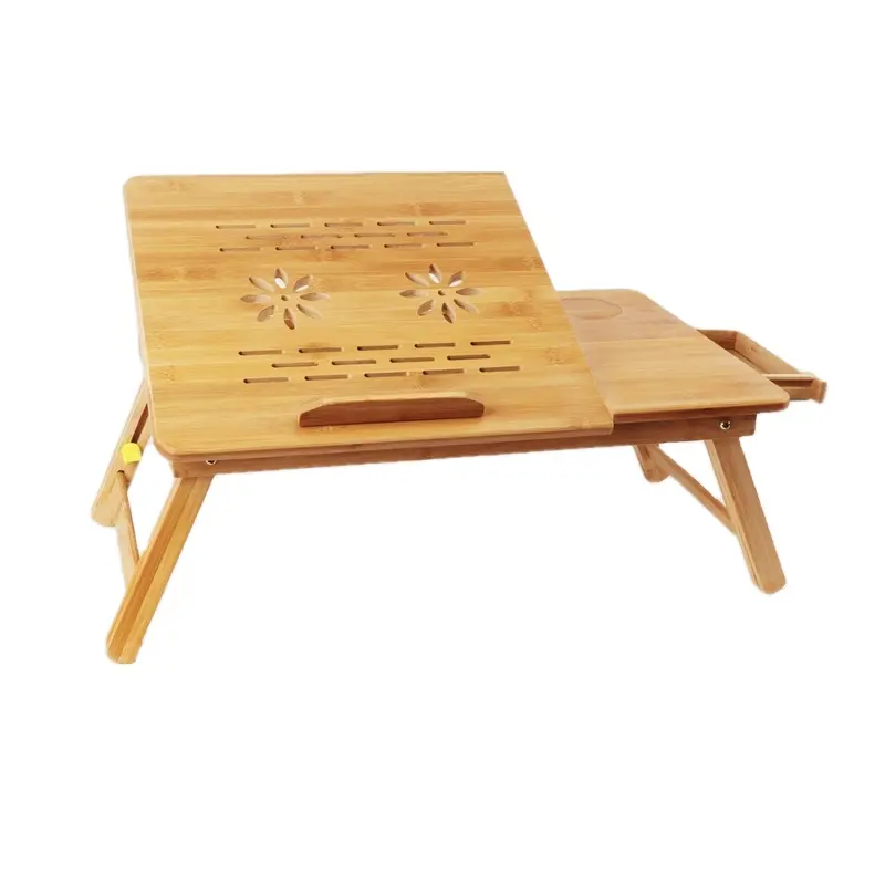 공장 가격 다기능 조절 접이식 노트북 책상 대나무 침대 연구 테이블