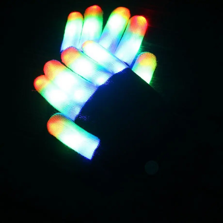 Flashing Finger Lighting LED Gloves 6Modes Colorful Light Up Toys for Kids Adults Holiday Festival Christmas Halloween Easter