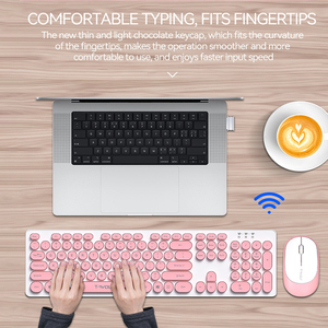 Gran oferta, más barato, 104 teclas, teclas redondas Retro coloridas, lindos teclados rosas para niñas, ordenador inalámbrico, combinación de ratón y teclado 2 en 1 - Product Image 4