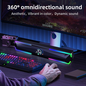 Altavoces para Pc, barra de sonido para computadora con sonido estéreo que fluye, Monitor LED para computadora portátil de escritorio, altavoces para juegos de entrada USB de diente azul - Product Image 4