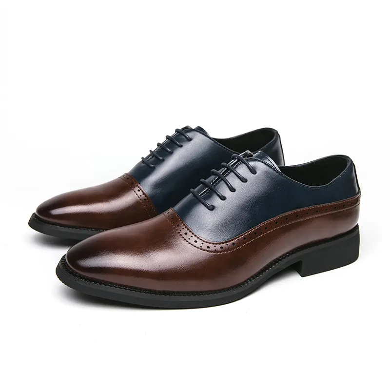 Formal manual de couro sapatos de vestido dos homens todo o jogo de cor dupla brogue mocassins tamanho grande 38-46