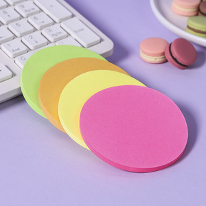批发促销Morandi彩色自粘记事本圆形空白便条纸办公用 - Product Image 3