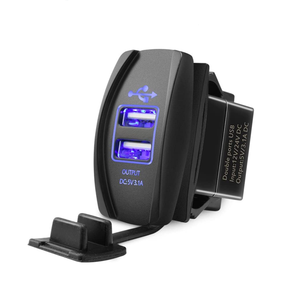Dual USB Rocker Switch Blue Led Digital Voltmeter <strong>Input</strong> 12-24V Output 5V/3.1A for Fast Charging <strong>Electronic</strong> <strong>Devices</strong>,Universal