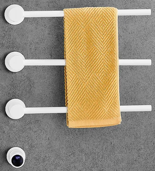 टाइमर स्मार्ट तापमान नियंत्रण तौलिया वार्मर के साथ मिनिमलिस्ट आधुनिक शैली इलेक्ट्रिक तौलिया रैक