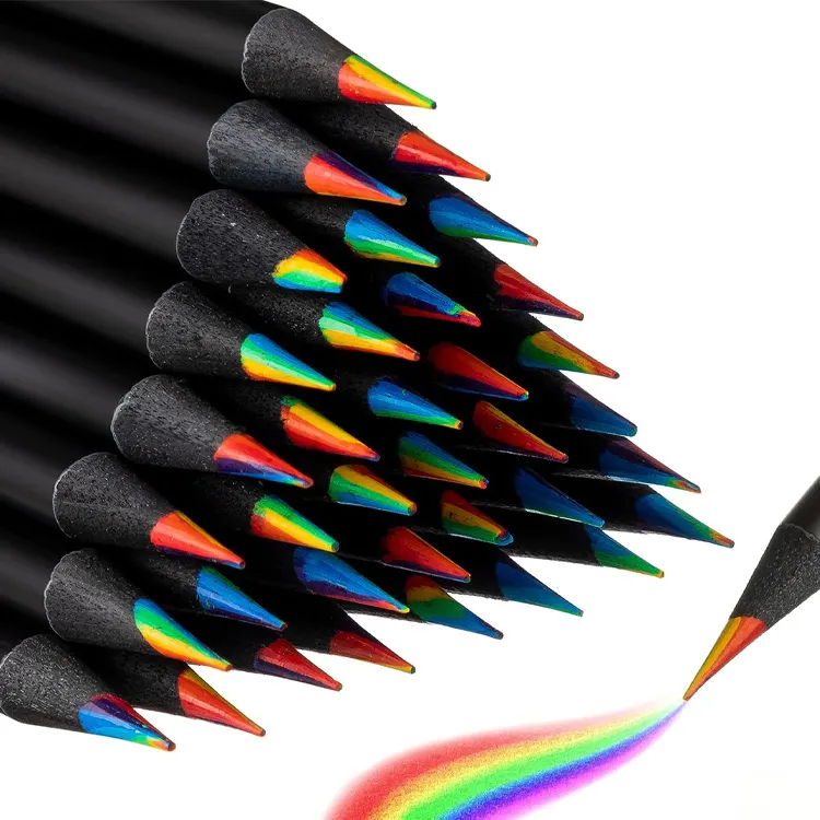 Custom Colorful Lead Drawing Pencil Sets Black Barrel Professional Art Painting Pencil Gifts