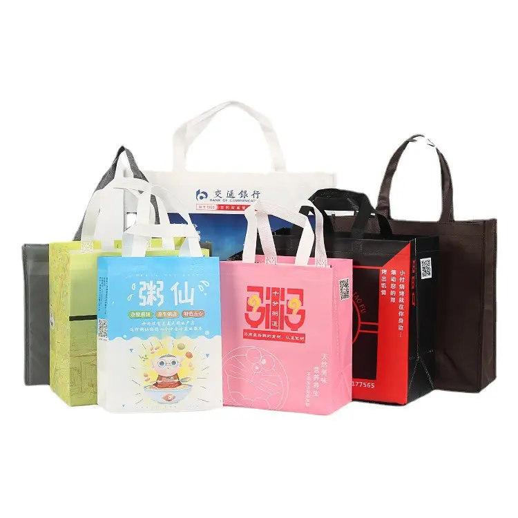 Eco-friendly all'ingrosso a buon mercato Logo Design prezzo promozionale tessuto riciclabile Shopping Tote Carry borse Non tessute personalizzate in PP