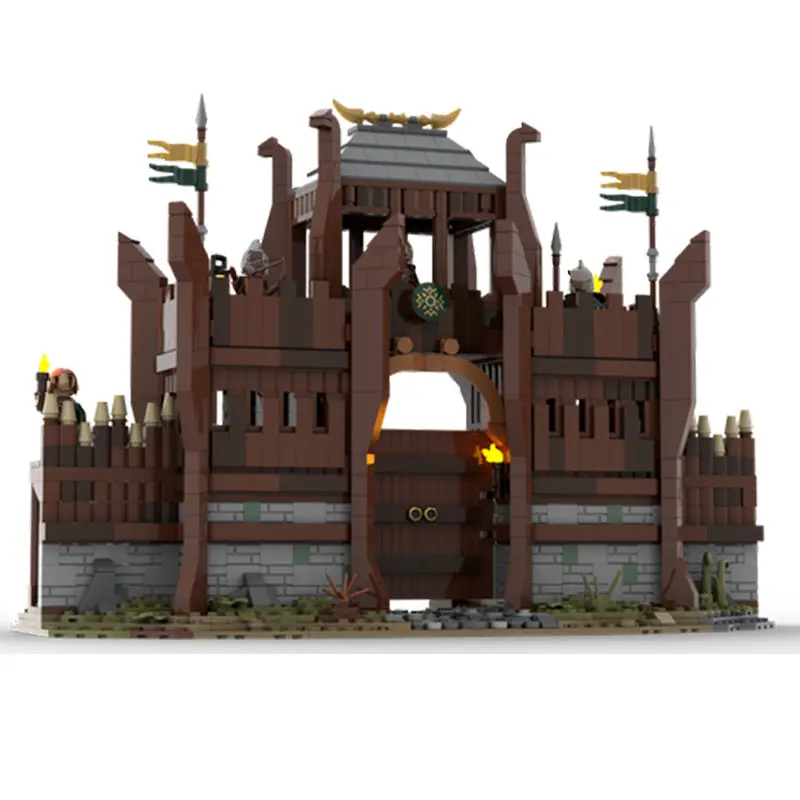MOC-139386 le Hobbit et le Seigneur des Anneaux Rohan portes d'Edoras briques de construction blocs enfant enfants jouet 1744 pièces/ensemble