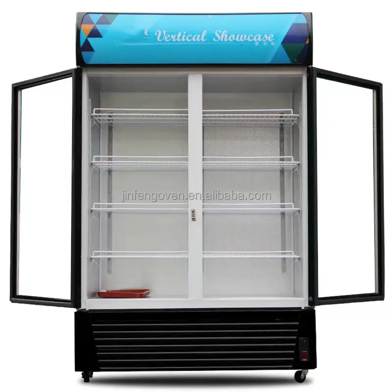 Comercial dupla porta exposição ereta freezer showcase freezer bebidas refrigerador