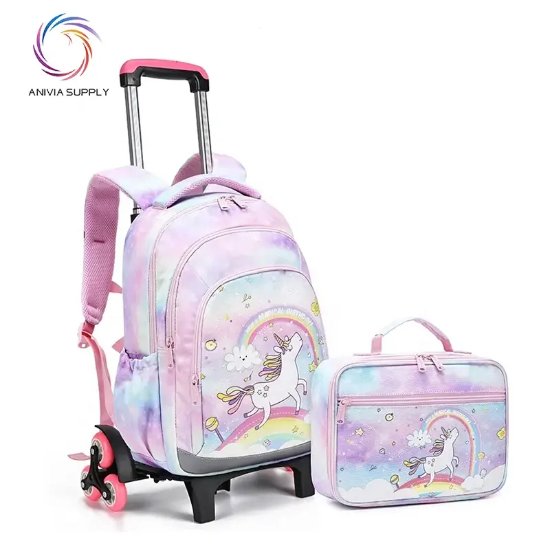 Benutzer definierte Rucksack Mädchen Schule Trolley Tasche mit Schulter gurt Kinder Kinder Schule Rucksack Tasche Trolley Rucksack Kid Trolley Taschen