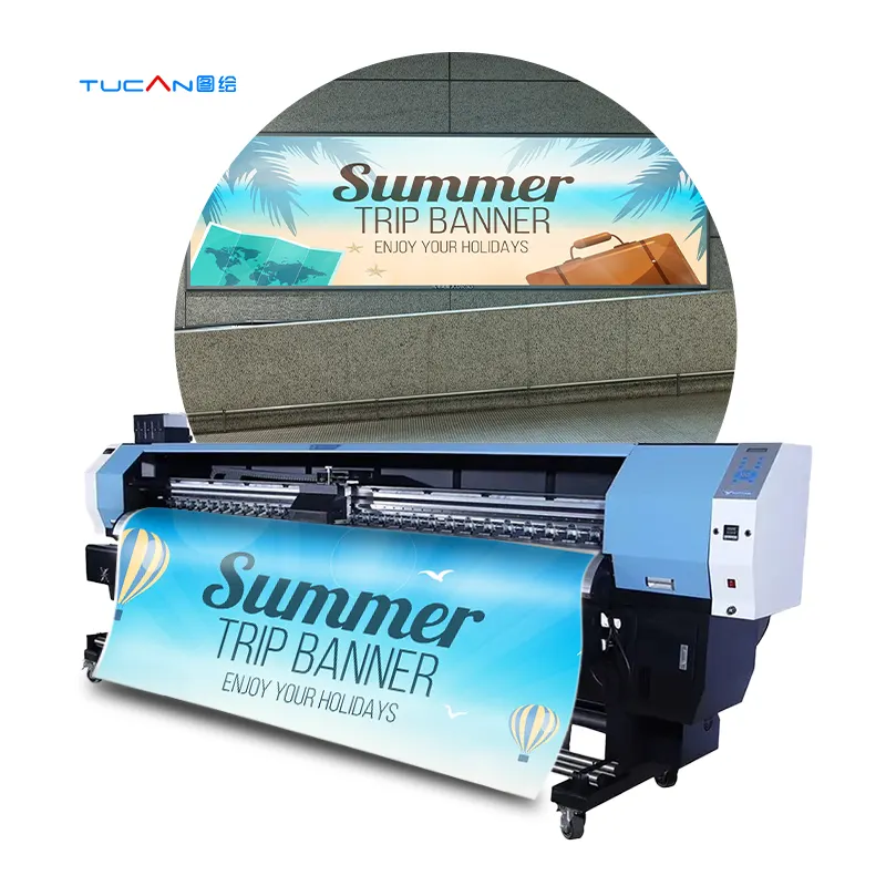 Impressora digital de publicidade em grande formato, adesivo de vinil, máquina de impressão textil a jato de tinta, banner flexível, solvente ecológico, de 1,9m a 3,2m