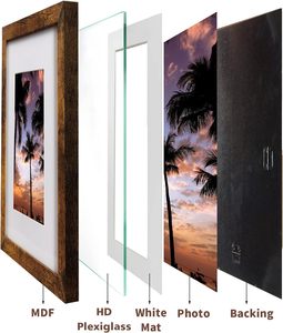 กรอบรูป8x10แบบชนบทลูกแก้วไม้และอะคริลิกพร้อมแผ่นรอง4X 6/5x7ที่ไม่มีแผ่นรองสำหรับภาพ8x10 - Product Image 4