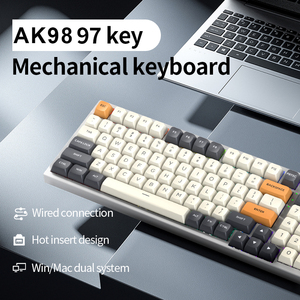Keycap PBT multicolore in stile retrò controllato da Software con tastiera cablato AK98 Design Hot Swap con doppio sistema WiN/MAC - Product Image 4