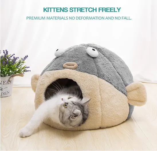 Tempat tidur kucing nyaman, dengan bantalan dapat dilepas dicuci lembut katun Premium tanpa deformasi