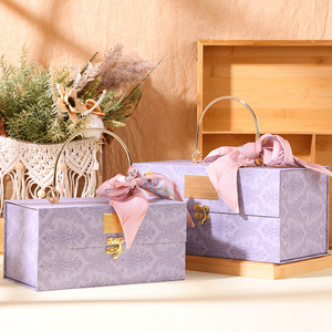 Caja de regalo para salgados, caja con carpeta de archivos, cajas de papel recubiertas, cinta de satén con cinta de mango - Product Image 4