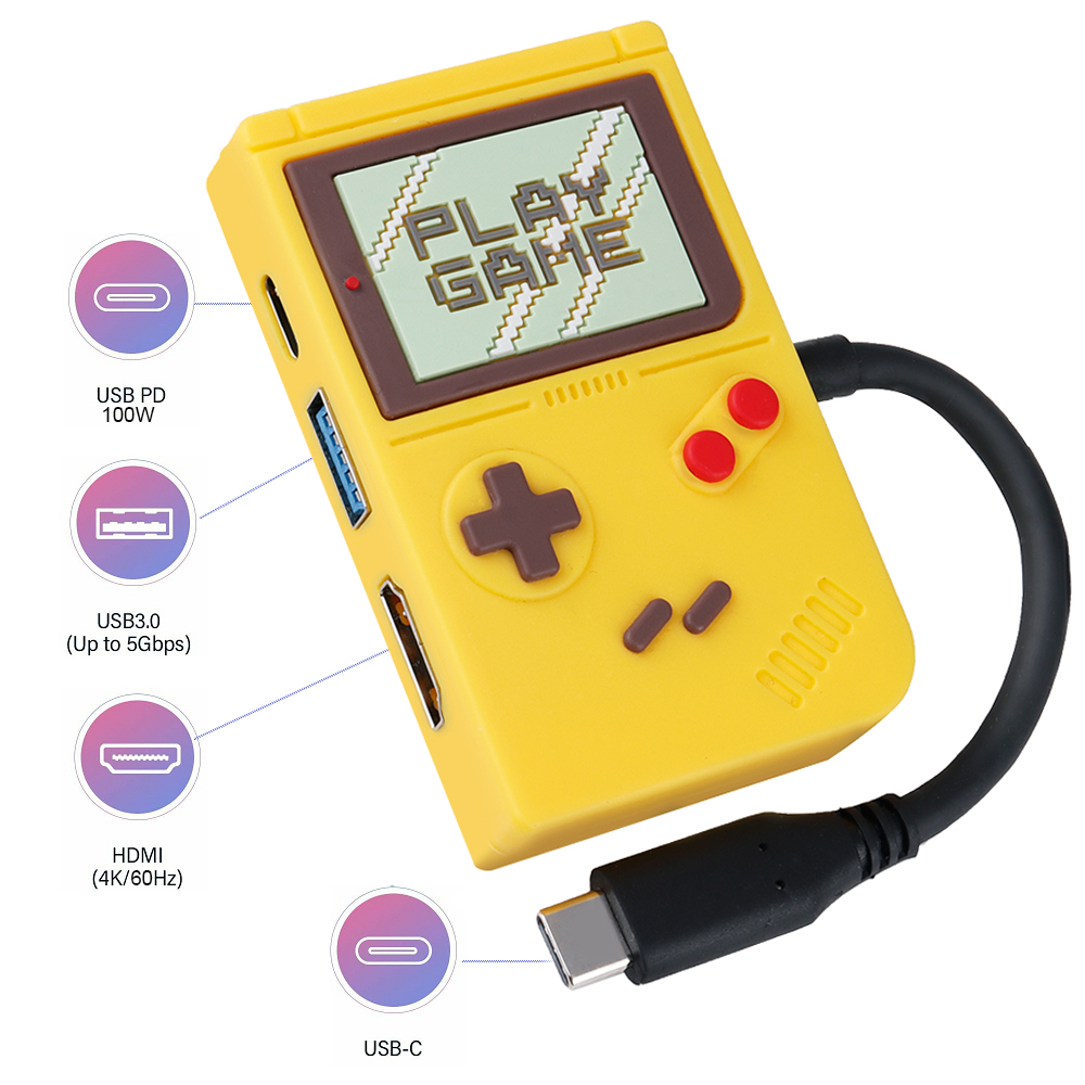 Station d'accueil 3 en 1 Type C pour ordinateur portable Yellow Game Design