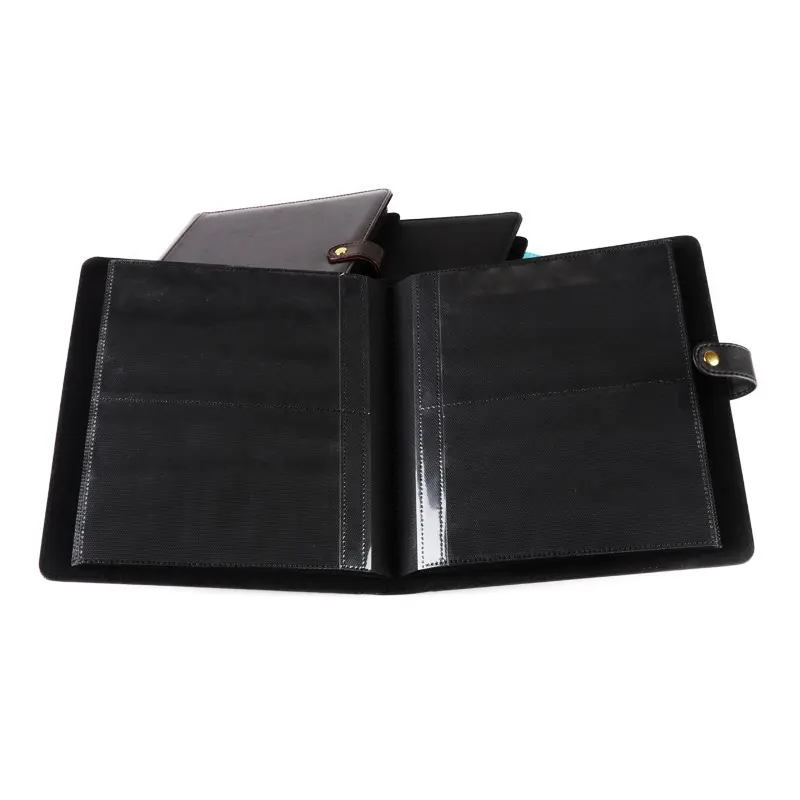 Factory Custom Black 2 Pockets A4 Pu Leather Soft Cover High Quality Photo Album With 24 Pages Inners