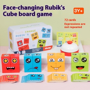 Il cubo interattivo di espressione della battaglia in legno che costruisce la verità educativa dei nuovi bambini osa cambiare il viso - Product Image 3