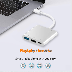 HC-04D 5合1 4k视频输出类型-c至hdtv适配器3端口usb 3.0 usb-c集线器，带3A电源 - Product Image 6