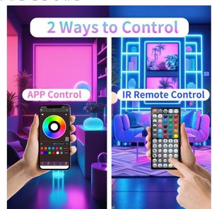 Akıllı RGB LED şerit işıklar yatak odası dekoru müzik Sync & App uzaktan kumanda ile ev parti odası dekor için - Product Image 4