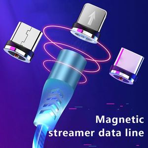 3A Fancy Visible Flowing LED Lights Fast Charger Cord <strong>2</strong> <strong>in</strong> <strong>1</strong> USB Data Sync Charging Magnetic USB Cable - Product Image 3
