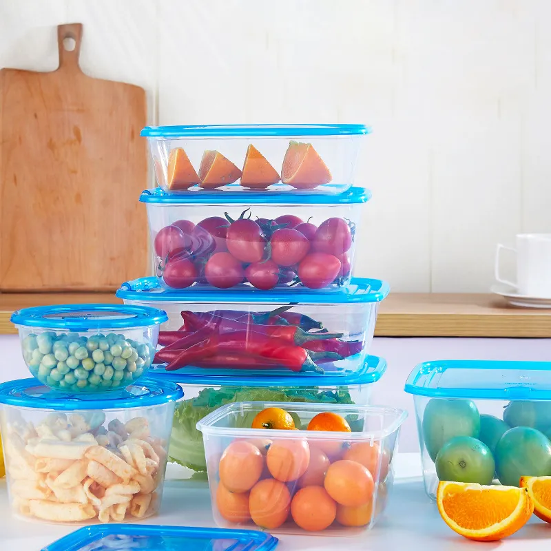 Penyimpanan Makanan Plastik, Wadah Makanan Dapur Set Kedap Udara untuk Makanan Ringan dan Makanan Ringan