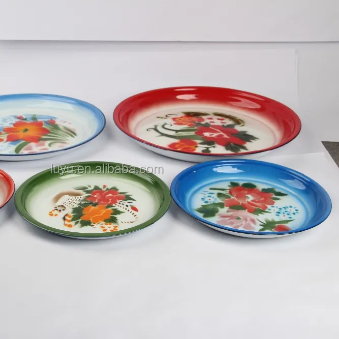 25-80cm enamelware चाय ट्रे डेको तामचीनी दौर ट्रे