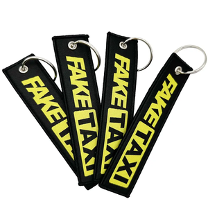 Özel Logo Jet etiketi nakış araba anahtarlık ile promosyon hediyeler için dokuma Metal ve deri kumaş anahtarlık - Product Image 5