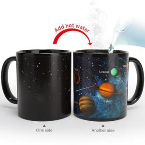 Creative Matte Black Color Change Heat Revealing Ceramic <strong>Coffee</strong> Cup Mug <strong>Star</strong> Solar System Color Changing Magic Ceramic Mug - Product Image 3