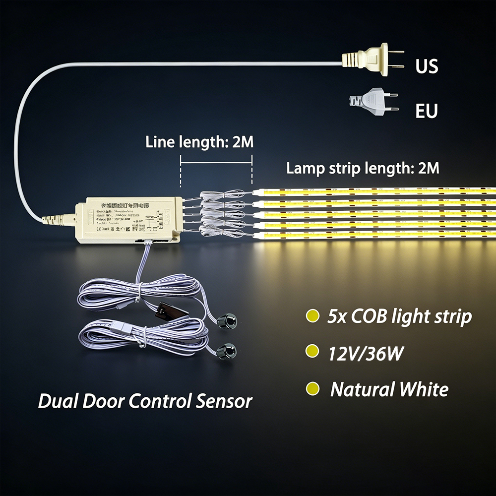 EU Plug-5 X COB LED strip