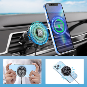 Multifunktions 2 in 1 Eingebauter Eis kühl sensor Smart 15W Magnetic Wireless Auto ladegerät Halterung für iPhone 14/13 Auto Entlüftung - Product Image 2
