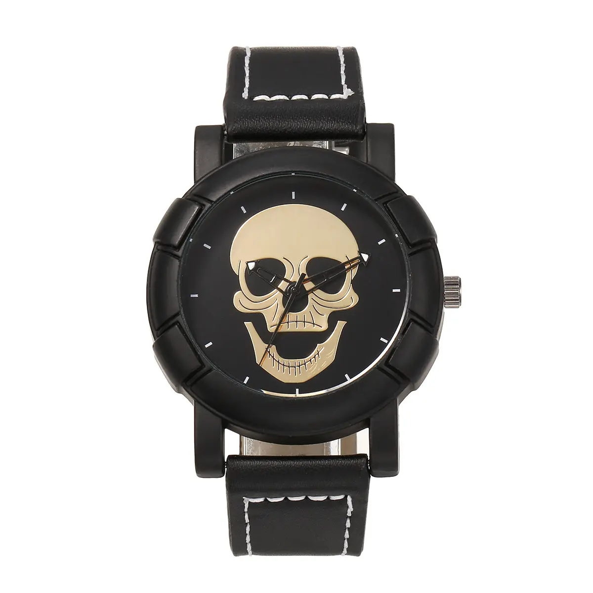 2023 nuevo estilo Hip hop calavera decorada reloj de moda para hombres esfera grande cinturón deportivo reloj de estudiante para hombres