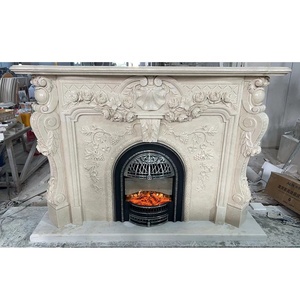 Kunden spezifische Wohnzimmer Dekoration Marmor Stein Kamin Einfassung Hand geschnitzte Naturstein Marmor Kamin Innen Wohnkultur - Product Image 3