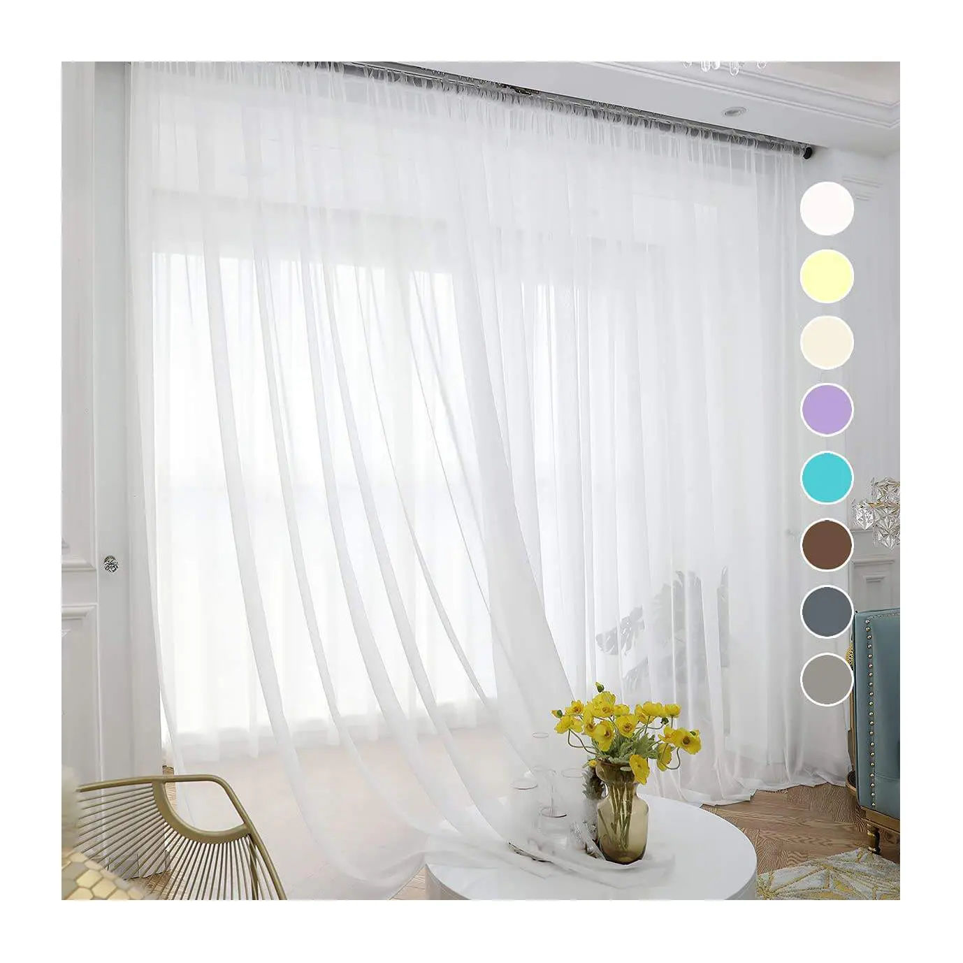 Tela transparente bordada para cortina de gasa, 280 y 300CM, 45GSM, 100% poliéster, precio barato, gran oferta