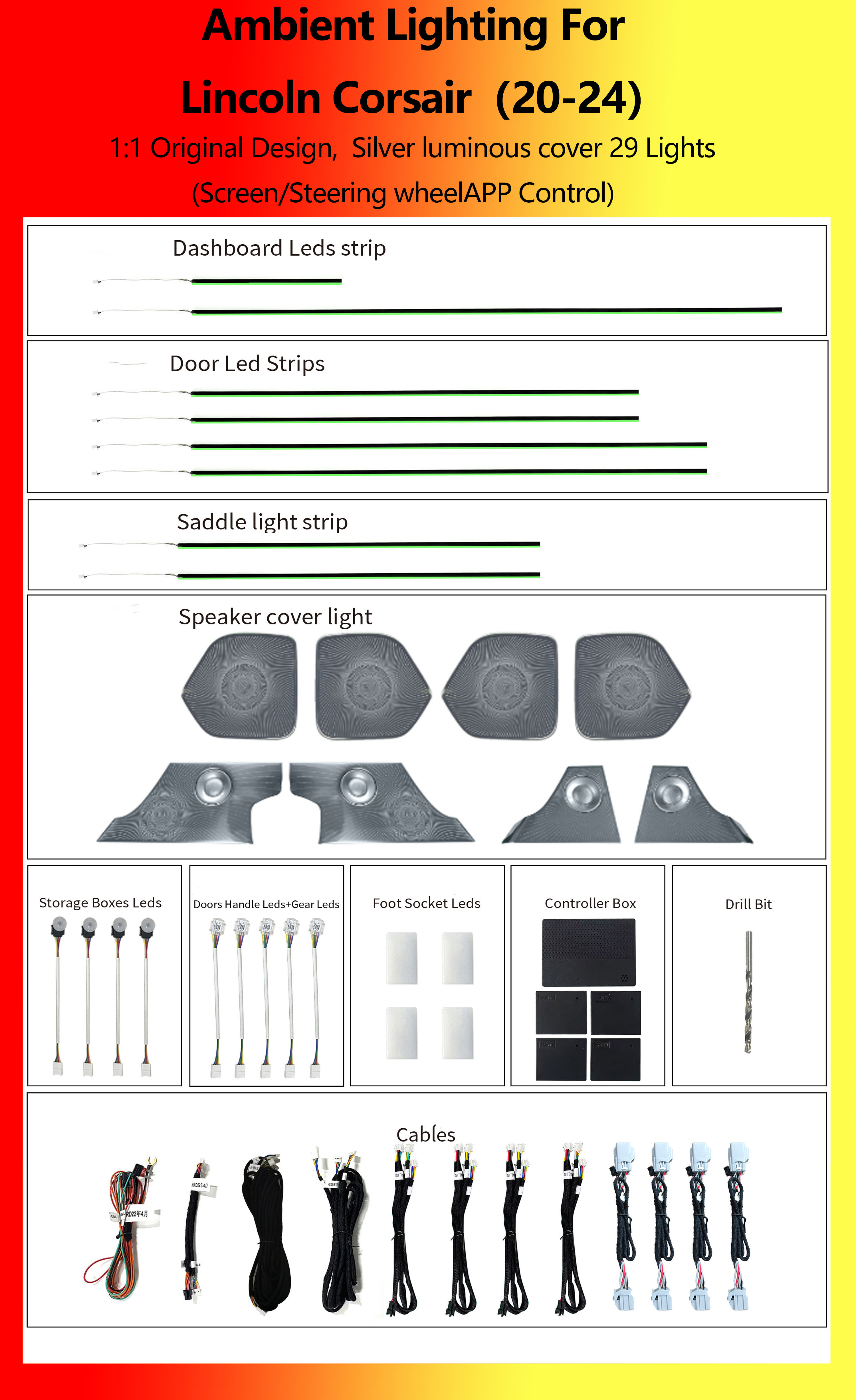 ลินคอล์น คอร์เซียร์ ฝาครอบสีเงินเรืองแสง 29 ดวง