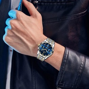 Erkek saati iş çok zaman dilimi kol saati su geçirmez aydınlık spor özelliği Analog tarih paslanmaz çelik kuvars saatler