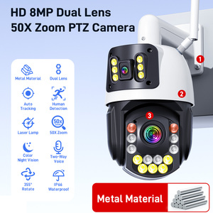 Q9スマート8MP 6インチデュアルレンズWIFI PTZ防犯カメラ50xズームIRナイトビジョンPIRモーション検出モニター - Product Image 2
