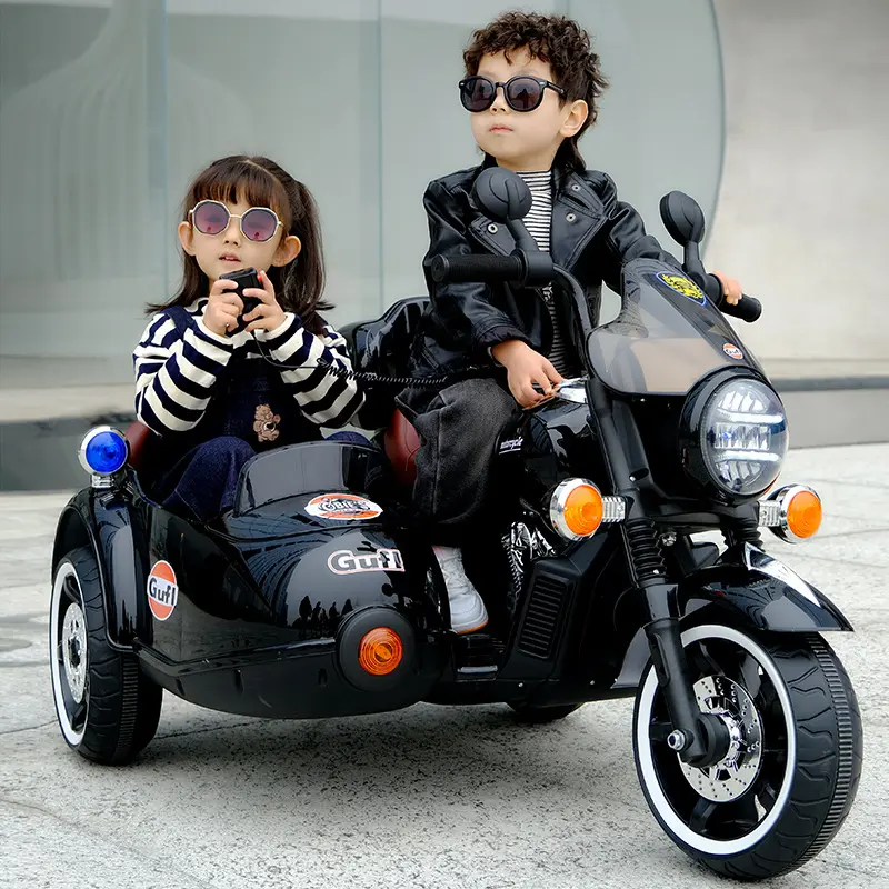 Nieuwe Kinderen Elektrische 12V Motorfiets Baby Driewieler Dubbele Grote Maat Zit Motor Opladen Speelgoed Buggy Voor Kinderen