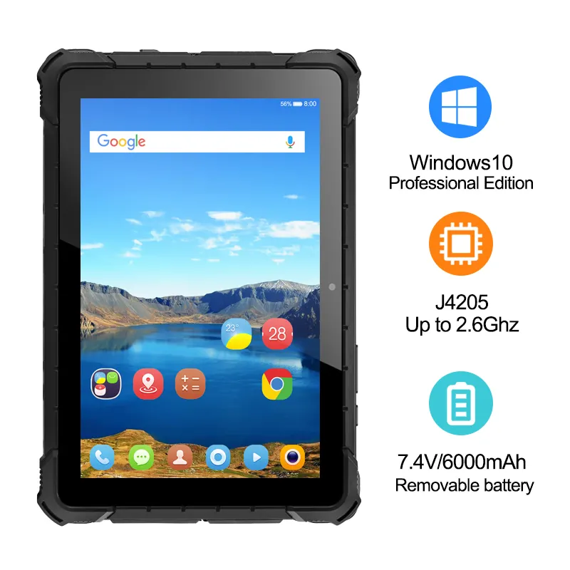 Industrial 10 pulgadas 8GB 128GB Win 10 Rugged Tablet Pc con escáner NFC opcional 4G LTE
