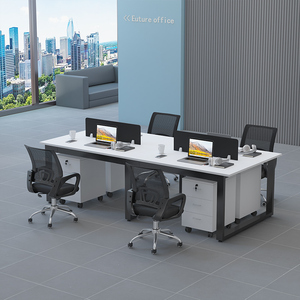 Factory Direct Sale <strong>Simple</strong> Design Modern Office Staff Workstation <strong>Computer</strong> Combination 4- Seat <strong>Desk</strong> and Chair with High Quality - Product Image 5