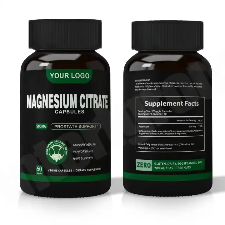 Citrate de magnésium naturel à base de plantes 500 mg comprimé supplément Citrate de magnésium