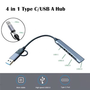 4 port USB C Hub 2 in 1 USB A ve C tipi adaptör alüminyum alaşım USB3.0 2.0 USB C yerleştirme istasyonu Laptop için - Product Image 2