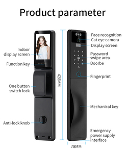 Glomarket Tuya riconoscimento del volto con la chiave della carta di codice della macchina fotografica sblocco biometrico impronta digitale Video Intercom Smart Lock - Product Image 5