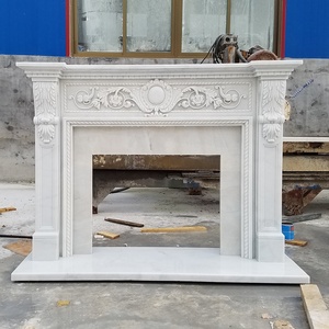 Louis XVI Villa Decorative White Marble Fireplace Mantel Polished French Style Marble Mantel - Product Image 5