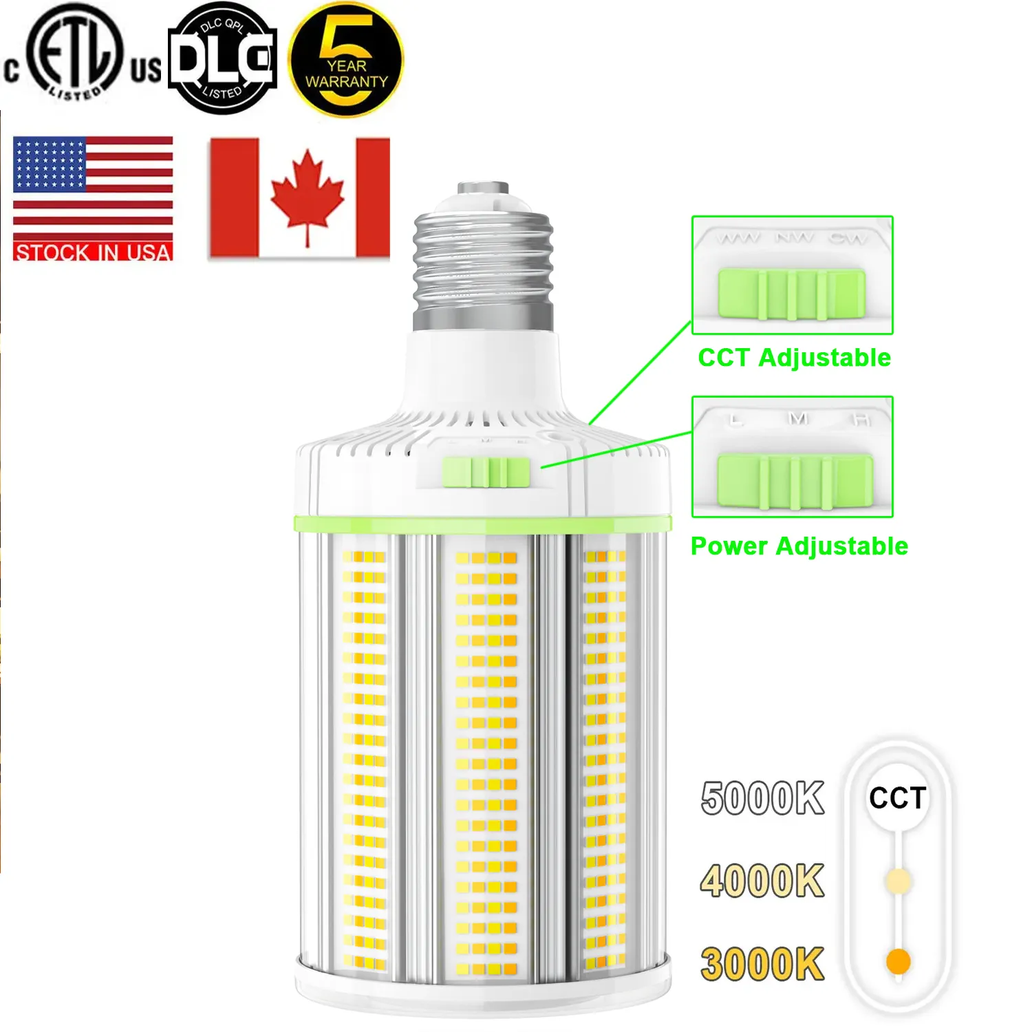 หลอดไฟ LED ข้าวโพด E27 E40 Light COB 100W 120W IP65กันน้ำ30W 40W 50W รับประกัน5ปี E27 E39 E40หลอดไฟ LED ข้าวโพด